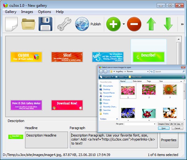 Add Images To Gallery : Free Flash Album Auto Thumbnail