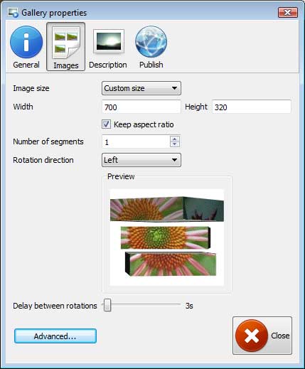 Properties window : Download Free Auto Scroll Flash Gallery
