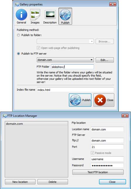 Publish to FTP : Autoplay Image Gallery Free Flash As2