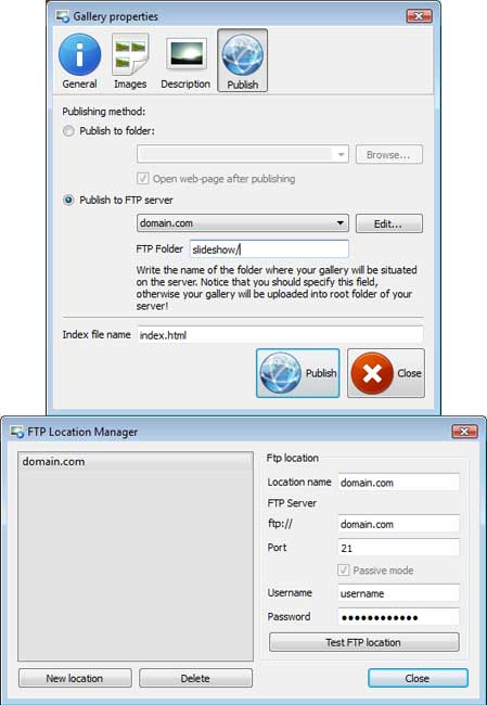 Publish to FTP : Flash Fullscreen Background Gallery